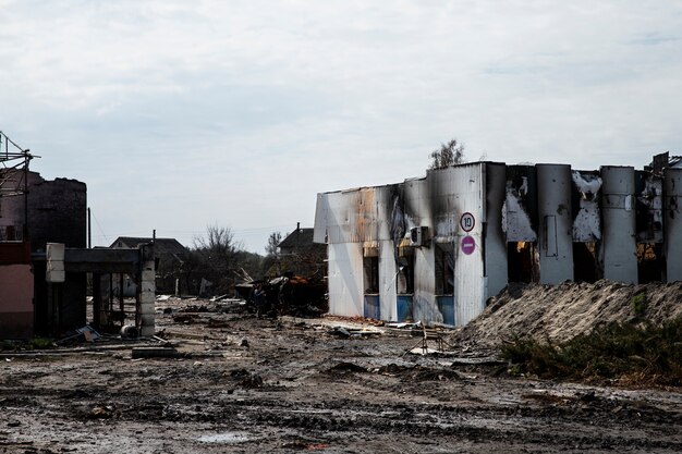 Distrutto l'edificio della guerra russa in ucraina