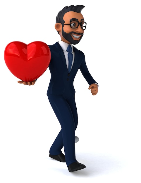 Divertente cartone animato 3D illustrazione di un uomo d'affari indiano