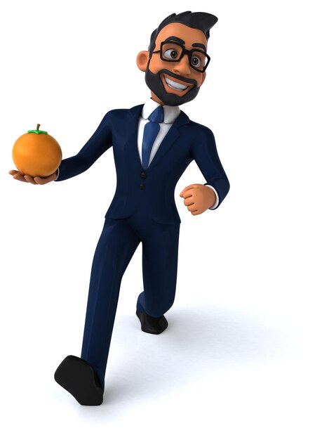 Divertente cartone animato 3D illustrazione di un uomo d'affari indiano
