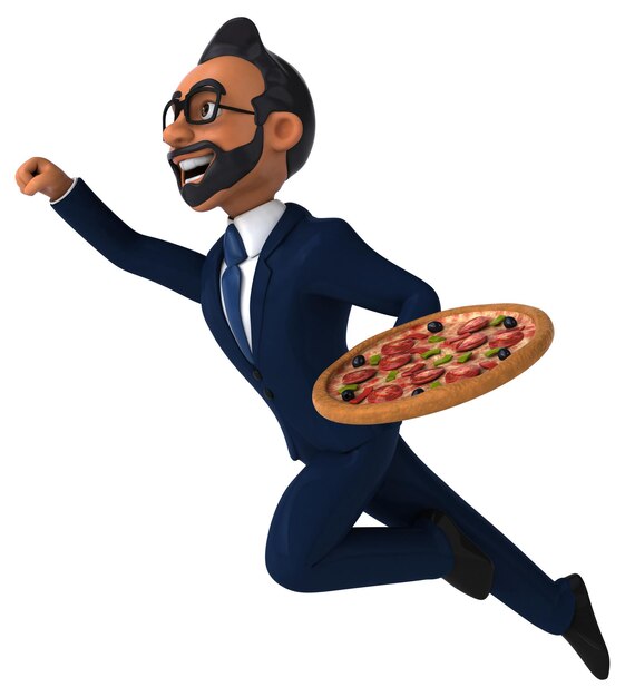 Divertente cartone animato 3D illustrazione di un uomo d'affari indiano