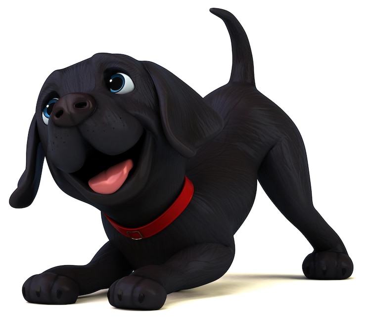 Foto gratuito divertente cartone animato 3d nero labrador retriever