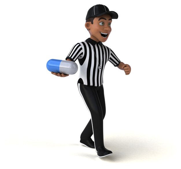 Divertente illustrazione 3D di un arbitro americano