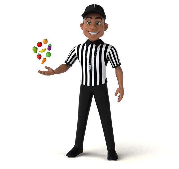 Divertente illustrazione 3D di un arbitro americano