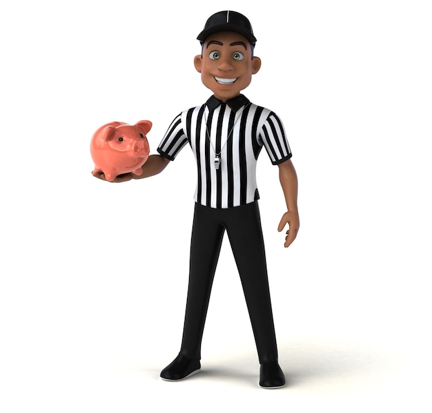 Divertente illustrazione 3D di un arbitro americano