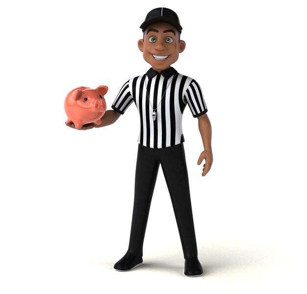 Divertente illustrazione 3D di un arbitro americano