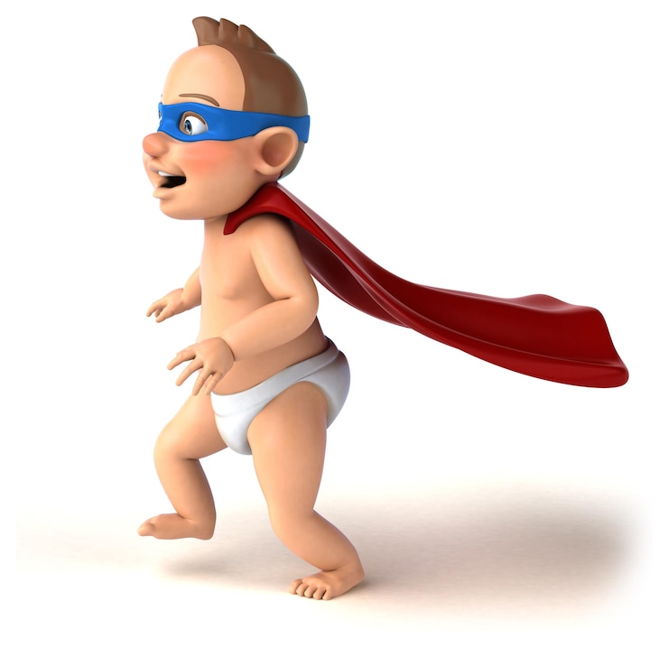 Foto gratuito divertente illustrazione 3d di un bambino cartone animato
