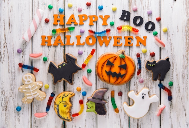 Dolci e superscrizione felice di Halloween