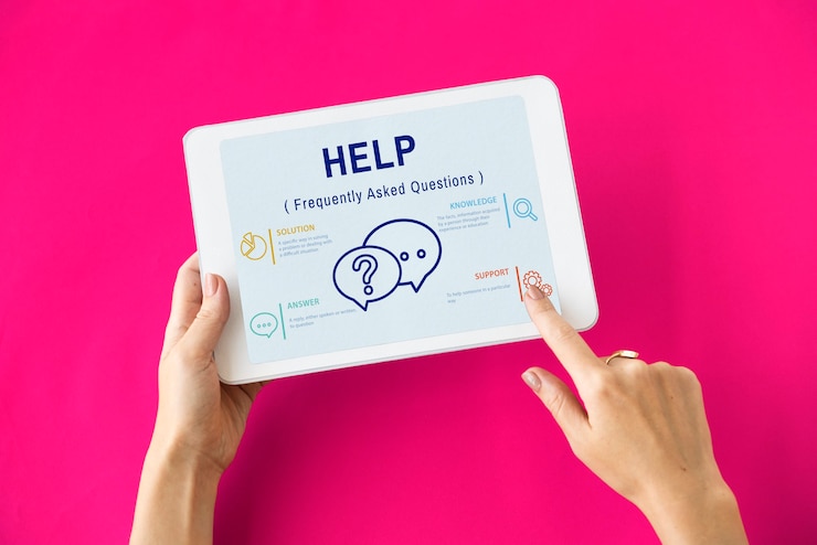 Foto gratuito domande frequenti sull'icona del servizio clienti concept