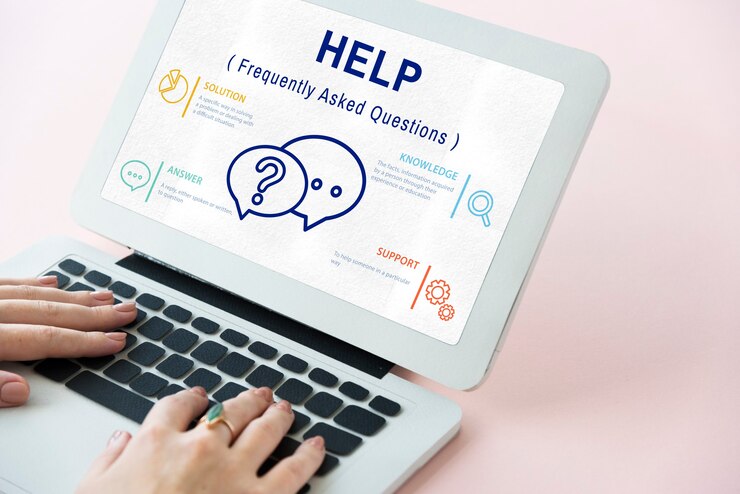 Foto gratuito domande frequenti sull'icona del servizio clienti concept