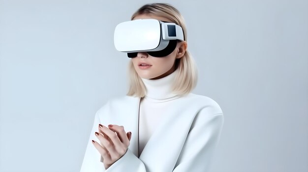 donna in occhiali per realtà virtuale sfondo