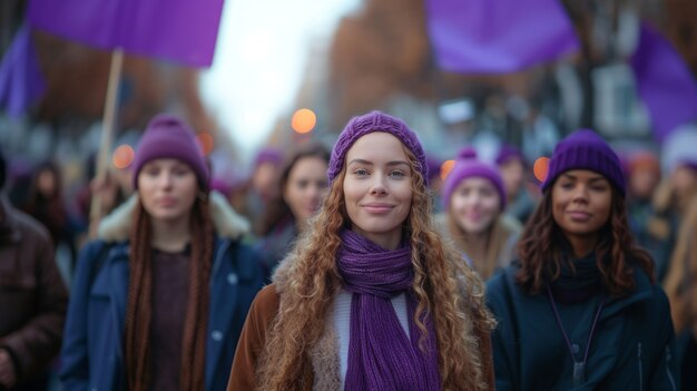 Donne che protestano per i diritti nella giornata della donna