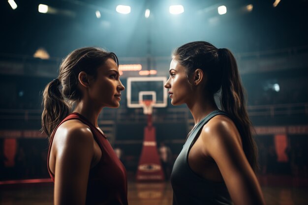 Donne che si preparano per la partita di basket