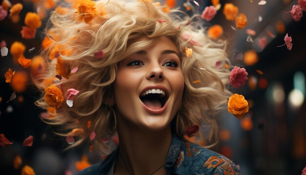 Donne sorridenti allegra felicità Bellezza caucasica divertimento per adulti gioia generata dall'intelligenza artificiale