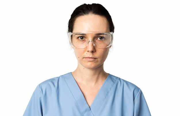 Dottoressa con occhiali trasparenti