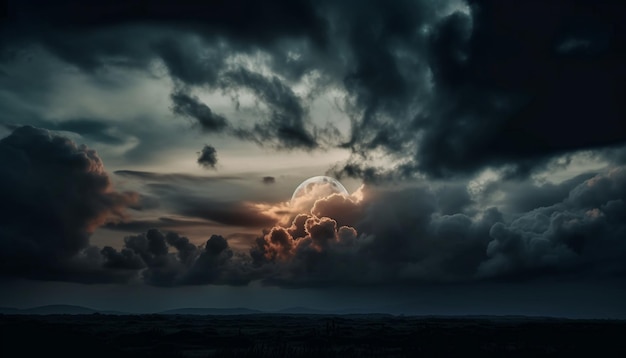 Drammatica silhouette della montagna del cielo al tramonto mozzafiato generata dall'intelligenza artificiale