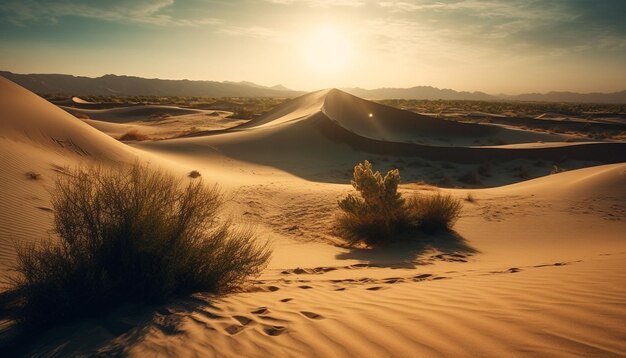 Dune di sabbia increspate nel calore arido dell'Africa generato dall'intelligenza artificiale
