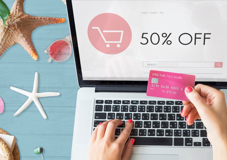 Foto gratuito e-commerce shop online homepage vendita concept