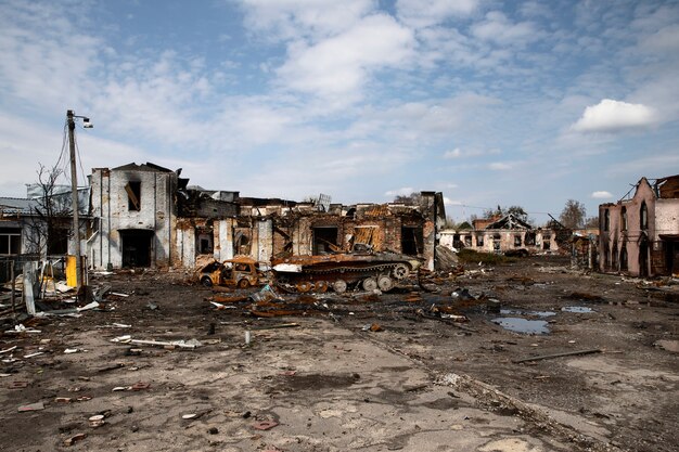 Edificio demolito la guerra russa in ucraina