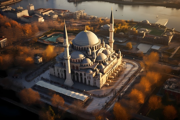 Edificio di moschea con un'architettura intricata