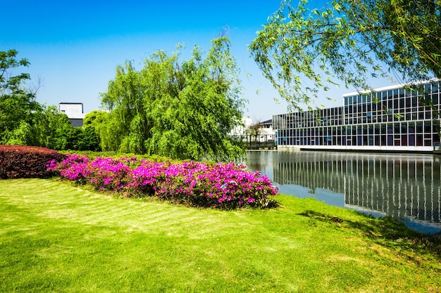 Edificio per uffici con fiume