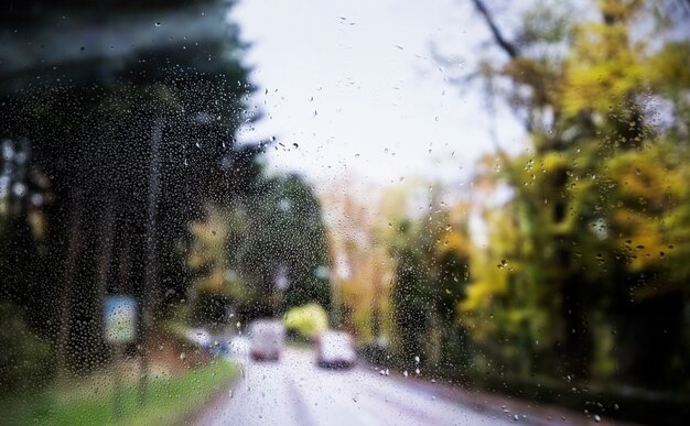 Effetto pioggia sullo sfondo della strada