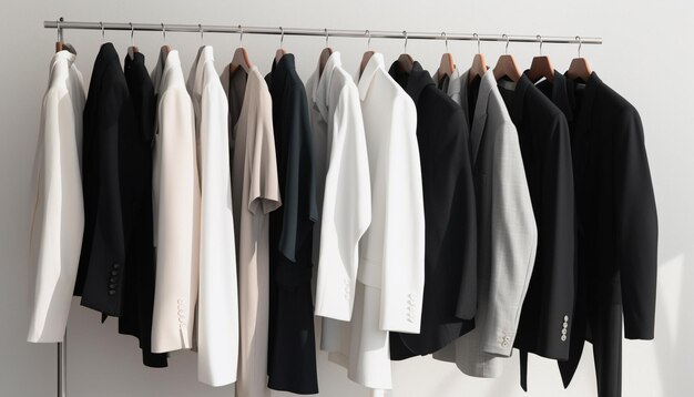 Elegante collezione di abbigliamento in un moderno negozio boutique generato da AI