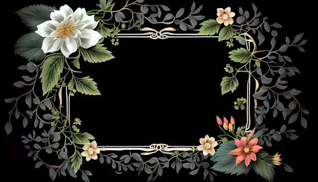 Elegante cornice quadrata con decorazione floreale AI generativa