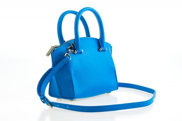 elegante lucido blu in pelle femminile