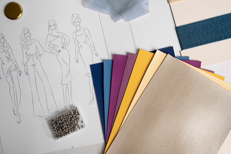 Foto gratuito elementi essenziali per il fashion design in studio
