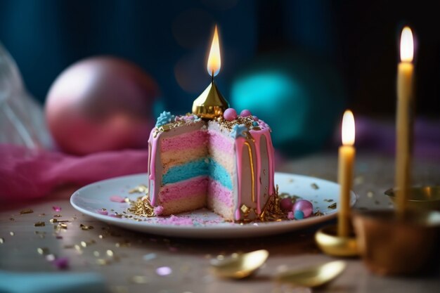 Elementi in oro per festa di compleanno e torta
