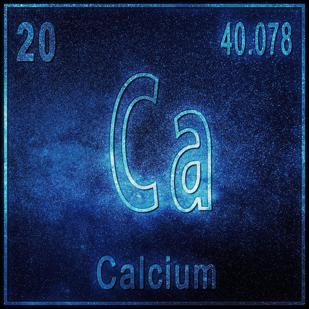 Elemento chimico di calcio, segno con numero atomico e peso atomico, elemento tavola periodica