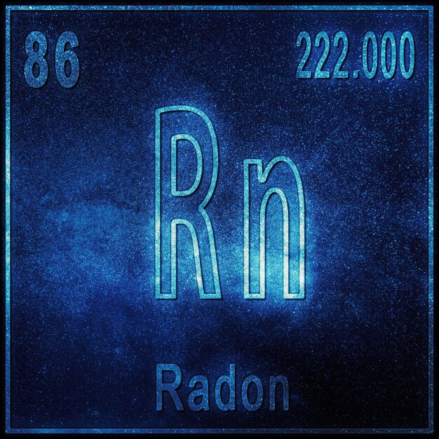 Elemento chimico radon, segno con numero atomico e peso atomico, elemento tavola periodica