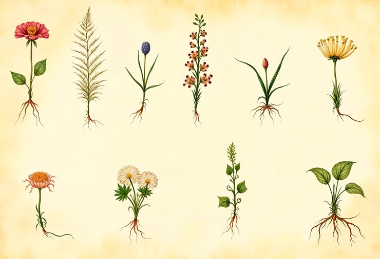 Foto gratuito erbe botaniche su carta