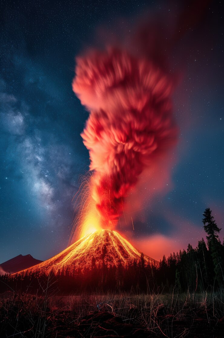 Foto gratuito eruzione vulcanica in caso di calamità naturale
