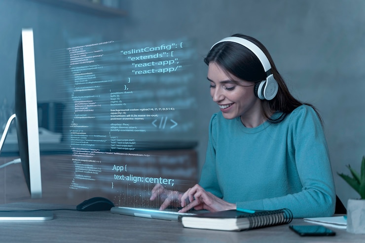 Foto gratuito esperienza di programmazione con persona che lavora con i codici sul computer