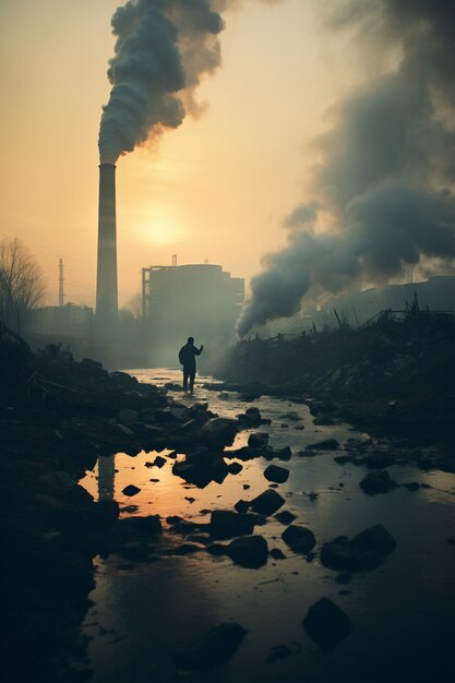 Fabbrica che produce inquinamento da CO2
