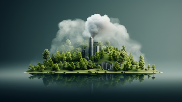 Foto gratuito fabbrica che produce inquinamento da co2