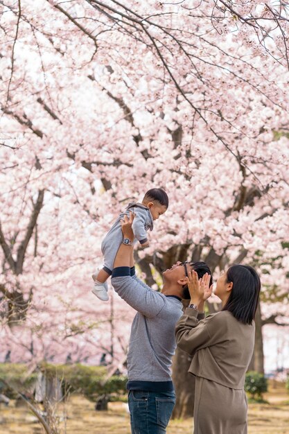 Famiglia che trascorre del tempo insieme all'aperto