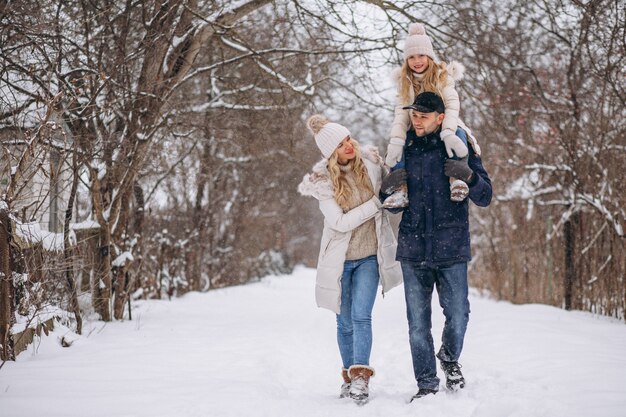 Famiglia insieme in un parco invernale