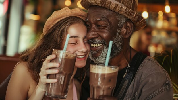 Famiglia media che mangia un delizioso cioccolato