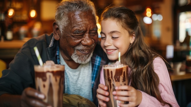 Famiglia media che mangia un delizioso cioccolato