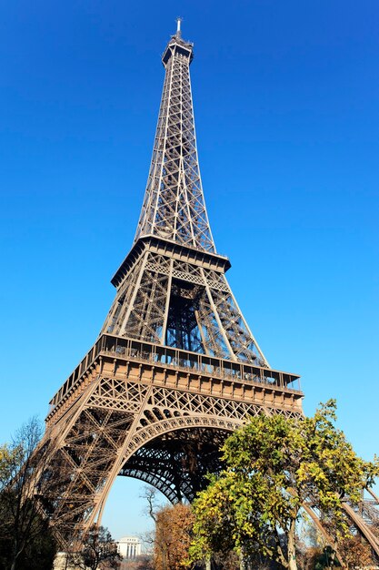 Famosa Torre Eiffel e alberi a Parigi