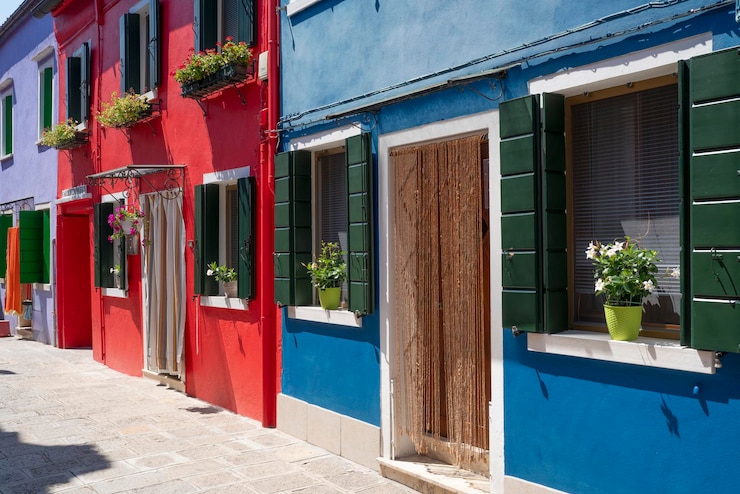Foto gratuito famosa vista dell'isola di burano venezia