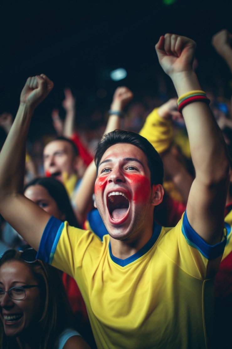Foto gratuito fan che applaudono alla finale di calcio tra argentina e colombia