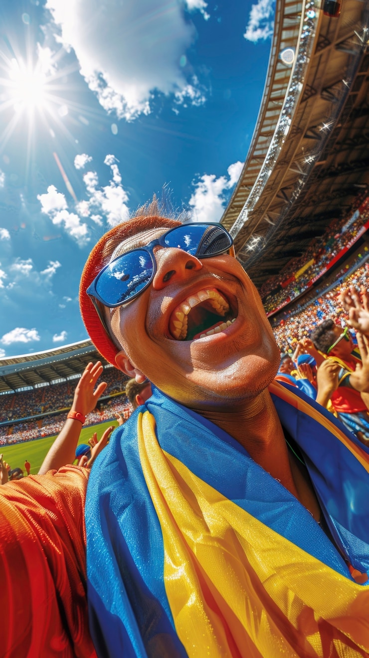 Foto gratuito fan che applaudono alla finale di calcio tra argentina e colombia