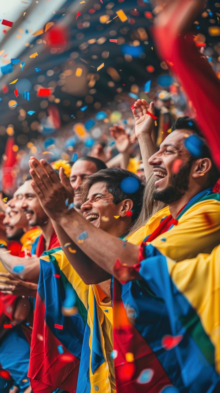 Foto gratuito fan che applaudono alla finale di calcio tra argentina e colombia