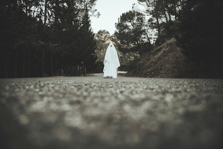 Foto gratuito fantasma andando sulla strada di campagna