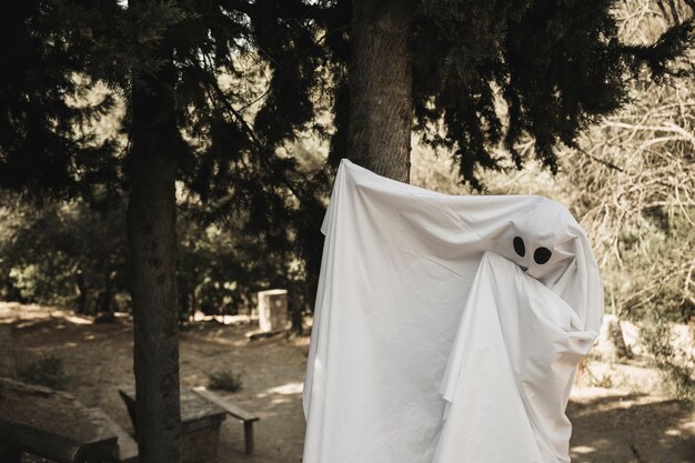 Fantasma che saluta le braccia nel parco