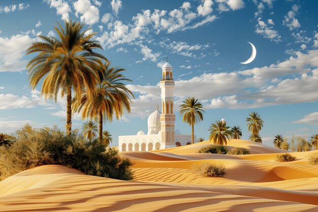 Fantastica architettura della moschea per la celebrazione del nuovo anno islamico