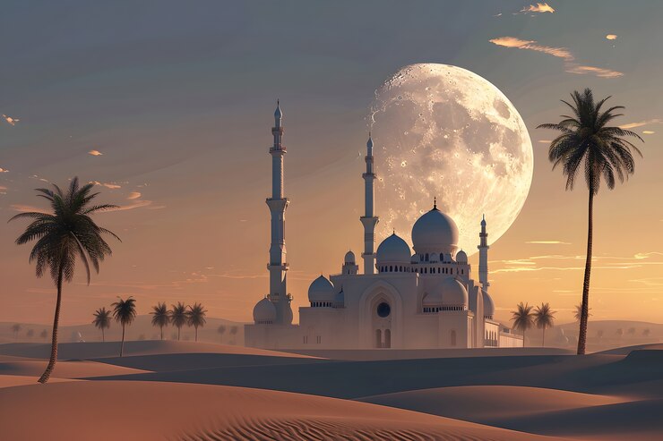 Foto gratuito fantastica architettura della moschea per la celebrazione del nuovo anno islamico